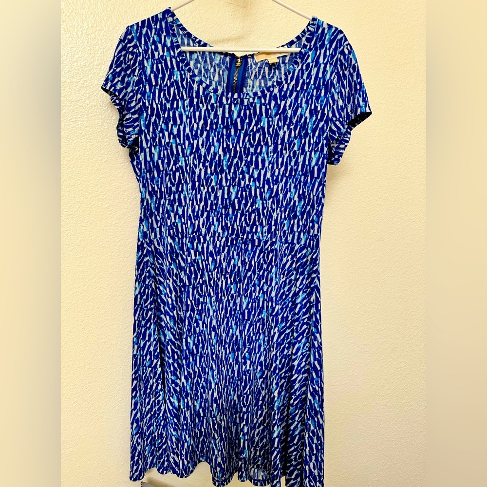 Michael Kors Blue and White Tie-Dye Dress